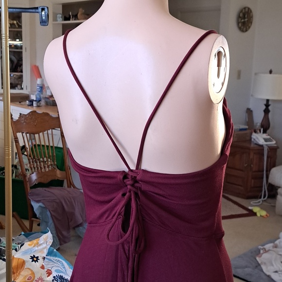 HALARA Burgundy Spaghetti Strap Maxi Dress M Lots Of Stretch Padded Top - Picture 4 of 8